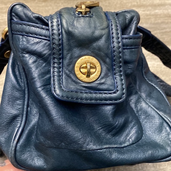 Marc by Marc Jacobs Blue Leather Totally Turnlock Benny Purse Satchel Shoulder - Picture 8 of 16